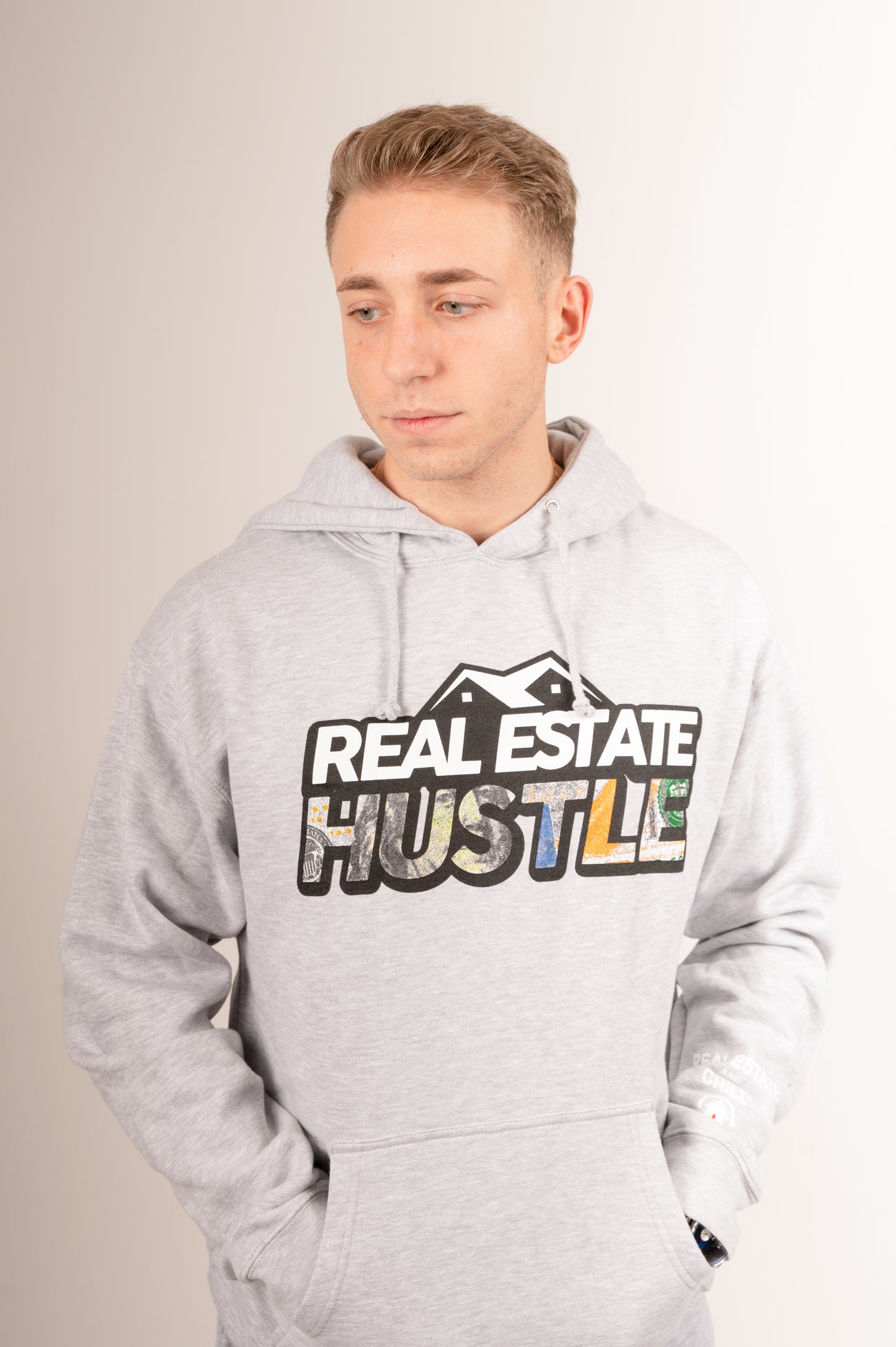 Grey Real Estate Hustle Hoodie