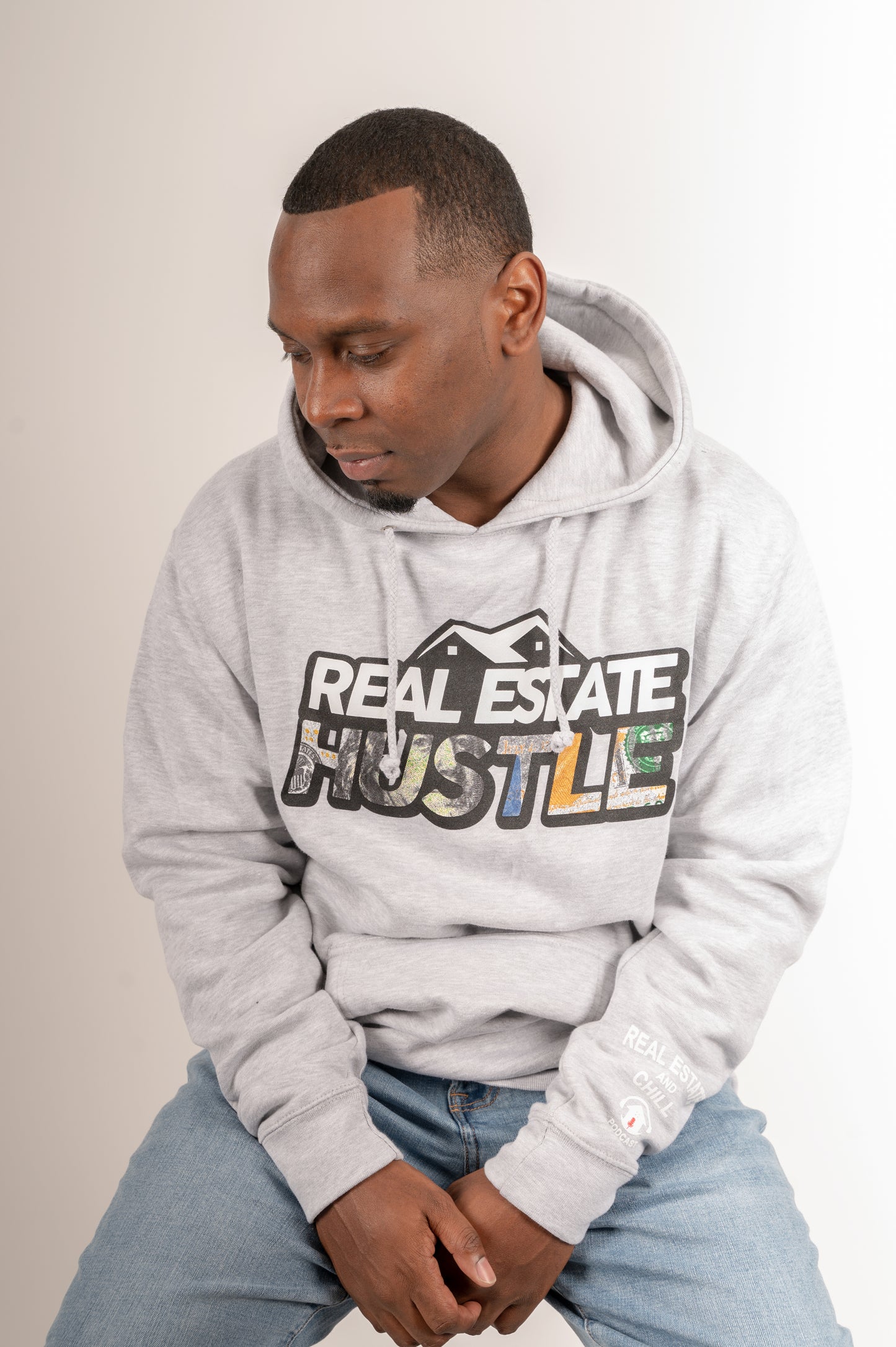 Grey Real Estate Hustle Hoodie