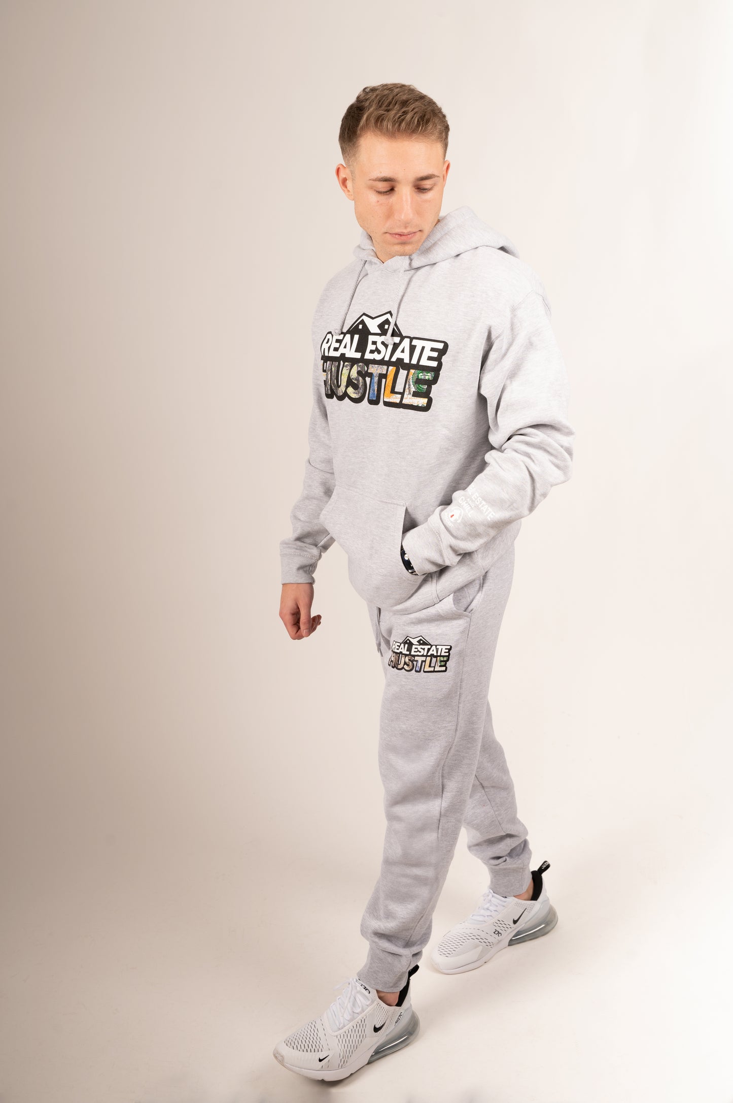Grey Real Estate Hustle Hoodie