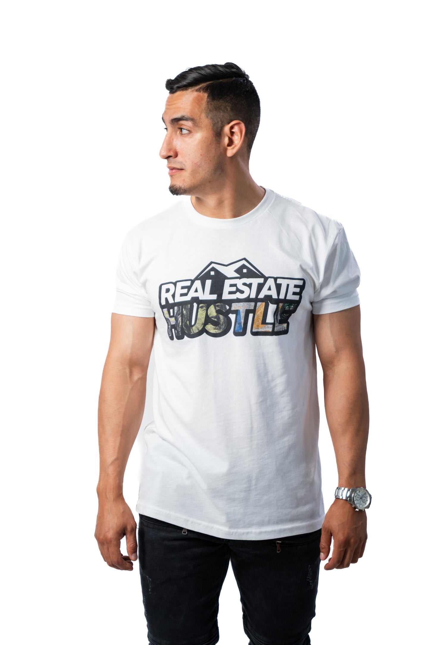 White Real Estate Hustle T-Shirt